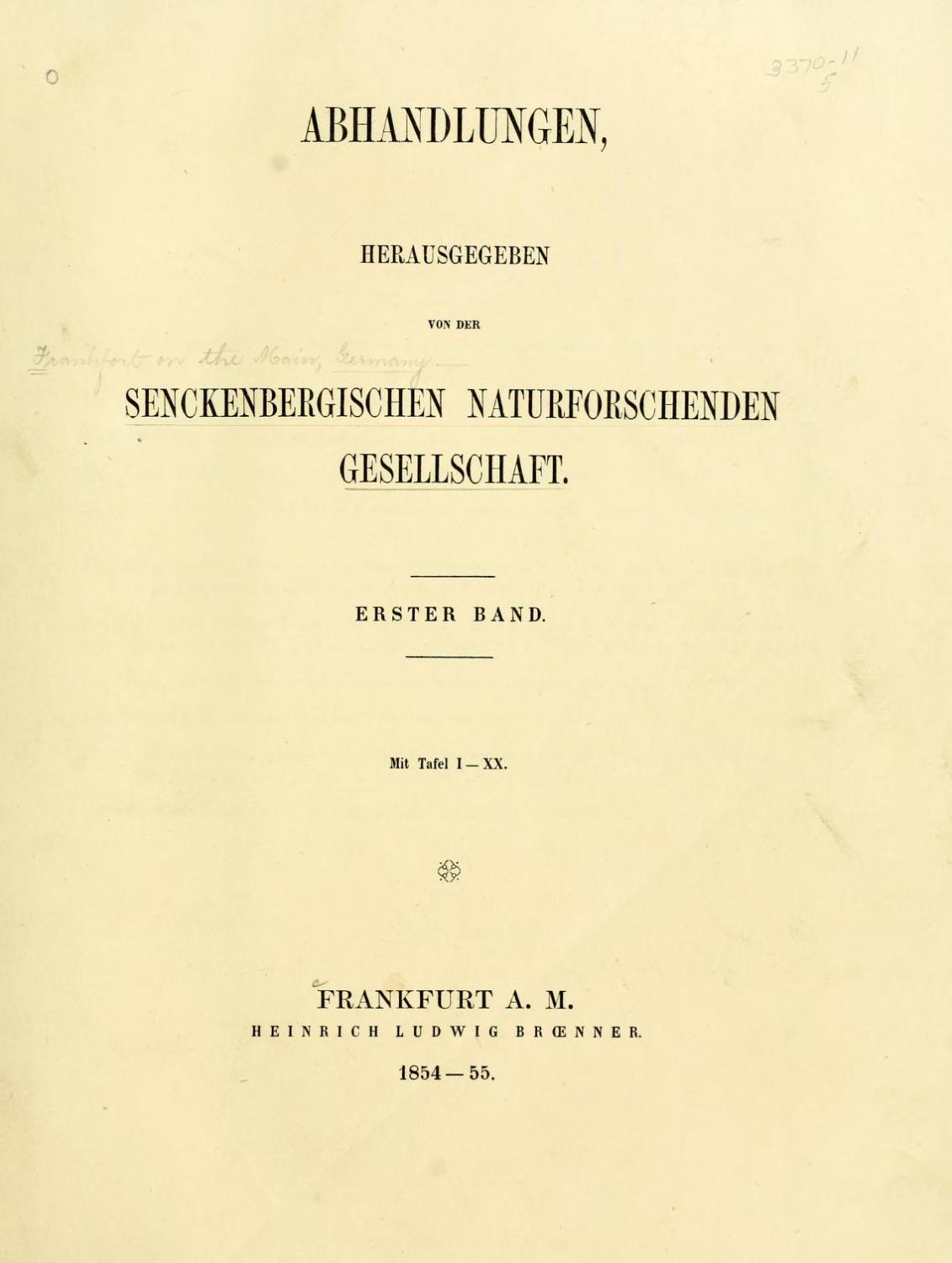 Hier veröffetlichte Fresenius seine Forschungsergebnisse (Museum of Comparative Zoology, Ernst Mayr Library, Harvard University)