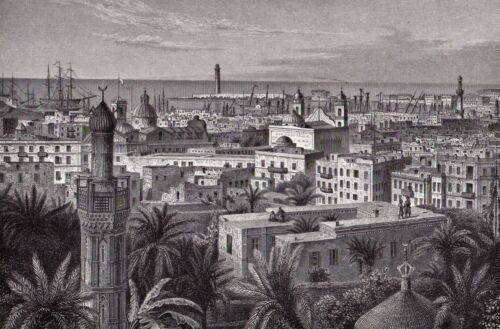 Alexandria, Rüppells erstes Reiseziel in Ägypten, Ansicht der Stadt um 1850